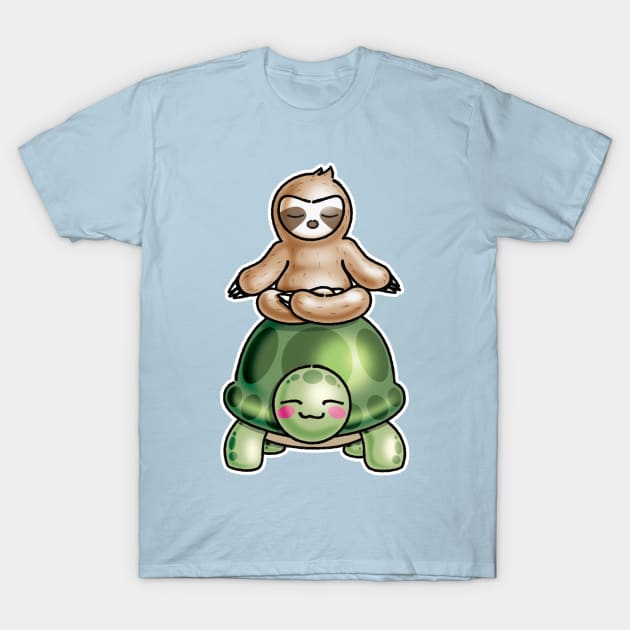 Yoga Sloth Riding turtle T-Shirt by PnJ